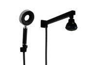 Ducha 7 cm em ABS Black com Bicos Silicone com Desviador Embutido e Chuveirinho 3 Jatos com Trava