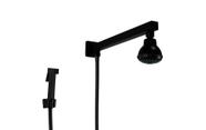 Ducha 7 cm Flat em ABS Redondo Preto Fosco com Cano de Parede e Desviador com Chuveirinho de Mão em Metal Ducha 7 cm Flat em ABS Redondo Preto Fosco com Cano de Parede e Desviador com Chuveirinho de Mão em Metal