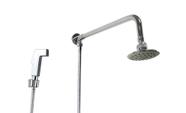 Ducha ABS 10 cm com Cano 90 Graus de Parede e Chuveirinho Manual em ABS