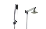 Ducha ABS 10 cm Redonda com Cano de Parede 20 cm com Desviador e Chuveirinho Manual em ABS com Trava