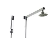 Ducha ABS 10 cm Redondo Ccom Cano de Parede Quadrado com Chuveirinho Manual em ABS com Trava