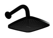 Ducha ABS 21 cm Quadrado com Cano Redondo de Parede Preto Fosco