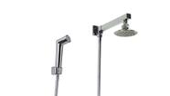 Ducha ABS Cromada Redonda 10 cm com Cano 20 cm de Parede com Duchinha de Mão em ABS com Trava