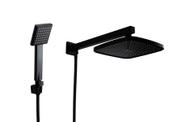 Ducha ABS Preto Fosco 21 cm Quadrado com Desviador Embutido e Chuveirinho Manual com Trava