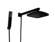 Ducha ABS Quadrada 21 cm Black Matte com Chuveirinho Manual 2 Jatos em ABS