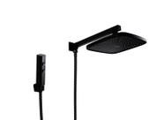 Ducha ABS Quadrada 21 cm Preto Fosco com Ducha Manual em ABS com 2 Jatos