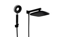 Ducha ABS Quadrada Preto Fosco 21 cm com Duchinha Manual 3 Jatos em ABS Black com Trava