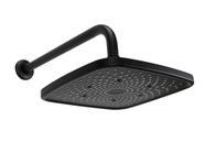 Ducha ABS Quadrado 21 cm Preto Fosco c/ Cano Redondo Parede