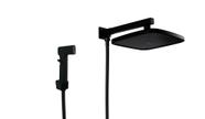 Ducha Black 21 cm Quadrada em ABS com Cano de Parede e Desviador Com chuveirinho Manual com Trava