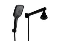 Ducha Black 7 cm em ABS Redonda de Parede com Chuveirinho Manual Black Matte em ABS com Trava Ducha Black 7 cm em ABS Redonda de Parede com Chuveirinho Manual Black Matte em ABS com Trava