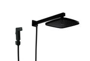 Ducha Black ABS Quadrada 21 cm com Desviador Embutido e Chuveirinho em AbS
