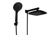 Ducha Black Matte em ABS 21 cm com Chuveiro Manual em ABS com Trava