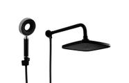 Ducha Black Matte em ABS Quadrada 21 cm com Cano Redondo Longo e Ducha de Mão com 3 Jatos e Trava