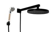 Ducha Black Matte em ABS Redonda de 25 cm com Chuveirinho Manual com Esferas Ionizantes e Trava