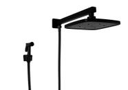 Ducha Black Matte Quadrada 21 cm em ABS com Duchinha Manual em Metal com Trava