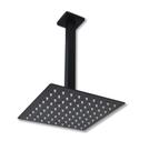 Ducha Black Matte Slim Quadrada 20 cm com Braço de Teto Preto Fosco