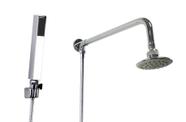 Ducha Chuveiro 10 cm em ABS com Cano Redondo de Parede e Ducha Manual Retangular com Trava em ABS