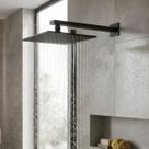 Ducha Chuveiro 20x20 em Metal Inox + Braço Prolongador Solar Black Matte Gás Banheiro Área Externa Ducha Chuveiro 20x20 em Metal Inox + Braço Prolongador Solar Black Matte Gás Banheiro Área Externa