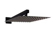 Ducha Chuveiro 25 cm em Inox 201 Black Matte com Braço Quadrado Preto Fosco
