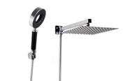 Ducha Chuveiro 25 cm em Inox Cromado Quadrado com Ducha Manual em ABS com 3 Jatos e Trava