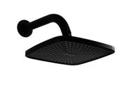 Ducha Chuveiro ABS 21 cm Preto Fosco com Cano de Parede Redondo 45 Graus