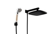 Ducha Chuveiro ABS Preto Fosco 21 cm Quadrado com Ducha Manual em ABS com Esferas Ionizantes e Trava