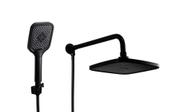 Ducha Chuveiro em ABS 21 cm Quadrada com Chuveirinho Manual Black Matte com Trava
