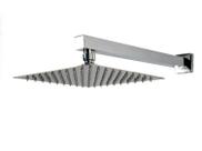 Ducha Chuveiro Inox 20 x 20 cm Slim Com Braço Suporte Parede 36 cm Quadrada
