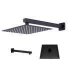 Ducha Chuveiro Inox 20x20 Quadrado Parede Preto Fosco Suporte Luxo Banheira Piscina Area Externa Banheiro