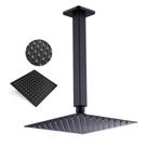 Ducha Chuveiro Inox Quadrado 20x20 Suporte Teto Preto Fosco Luxo Piscina Banheira Area Externa Banheiro