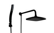 Ducha Chuveiro Preto Fosco em ABS Quadrado 21 cm com Duchinha Manual com Trava em ABS