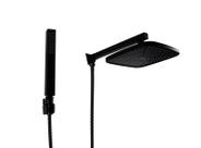 Ducha Chuveiro Preto Quadrado 21 cm de Parede com Duchinha Manual em ABS com Trava Ducha Chuveiro Preto Quadrado 21 cm de Parede com Duchinha Manual em ABS com Trava