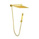Ducha Chuveiro Quadrada 20x20 Slim Ultra Fina Gás Solar com desviador Dourado Champanhe Brilhante Banheiro Piscina Metal