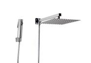 Ducha Chuveiro Quadrado 25 cm em Inox 304 com Desviador Stop Total com Chuveirinho Manual em ABS Cromado