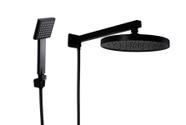 Ducha Chuveiro Redondo em ABS Black Matte com Ducha Manual Quadrada com Trava