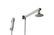 Ducha Cromada 10 cm em ABS com Cano de Parede Quadrado com Desviador Embutido e Chuveirinho Manual com Trava