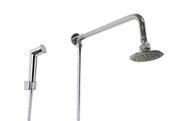 Ducha Cromada 10 cm em ABS com Duchinha Manual Redondo em ABS com Trava