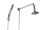 Ducha Cromada 10 cm Redonda em ABS com Chuveirinho Manual em ABS com Trava
