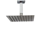Ducha Cromada Inox 20x20 Cm Quadrada Com Braço Suporte De Teto 10 Cm