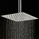 Ducha de Inox Quadrada 20x20 cm de Teto Cromada Braço Redondo PEX