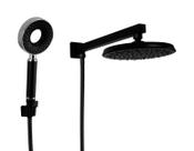 Ducha em ABS Black Matte Redonda com Chuveirinho Manual em ABS com 3 Jatos Trava