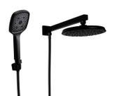Ducha em ABS Preto Fosco Redonda com Duchinha Manual em ABS Black Matte com Trava