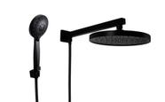 Ducha em ABS Redonda Preto Fosco 25 cm com Desviador Embutido e Duchinha Manual Black com Trava