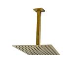 Ducha em Inox 201 Slim Quadrada Golden 25 cm com Braço de Teto Dourada