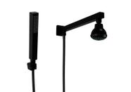 Ducha Flatt 7 cm Redonda em ABS Black com Desviador Embutido e Chuveirinho Manual em ABS Bastão Retangular Ducha Flatt 7 cm Redonda em ABS Black com Desviador Embutido e Chuveirinho Manual em ABS Bastão Retangular