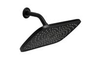 Ducha Flatt Preto ABS Retangular 30x20 c/ Suporte de Parede