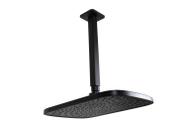 Ducha Flatt Retangular 30x20 cm ABS Preto c/ Cano de Teto 24 cm