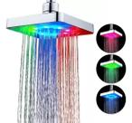 Ducha Fria Chuveirão Quadrada Cromada Com Led Colorido Integrado