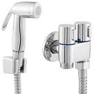 Ducha Higiênica Completa Registro Metal Duplo + Engate Flexível Aço Inox 1,20 Metros + Gatilho Top