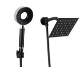 Ducha Inox 15 cm Preto com Chuveirinho de Mão ABS 3 Jatos